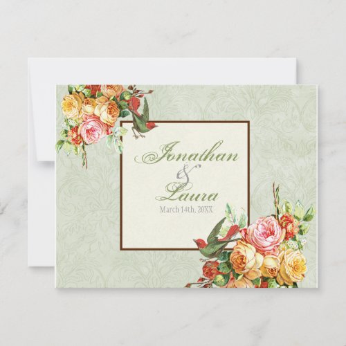 Vintage Rose n birds RSVP Response Card