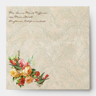 Vintage Rose n birds,  Wedding Invite Envelopes