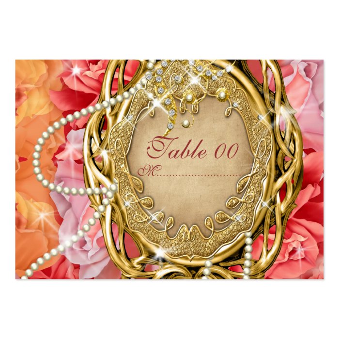Vintage rose n pearls "table number" wedding business card