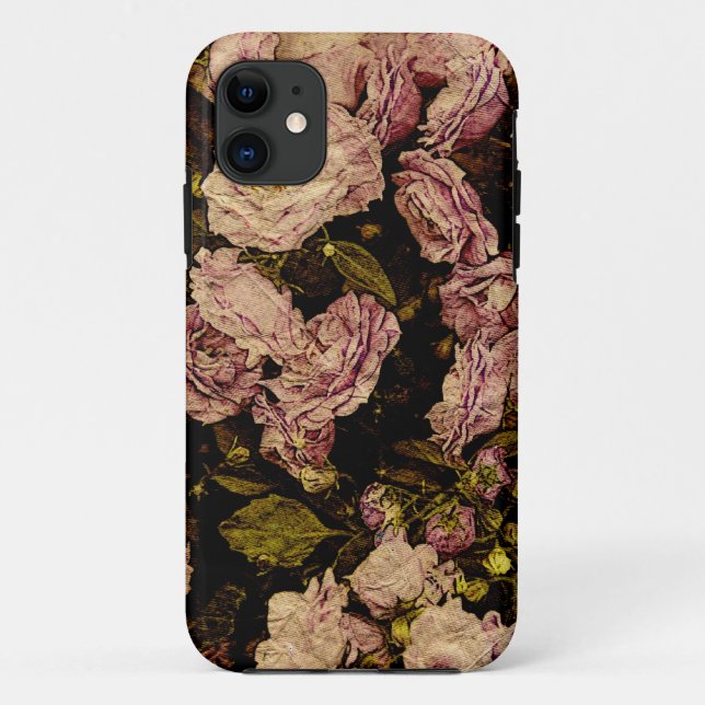vintage rose on aged paper -i-phone case (Back)