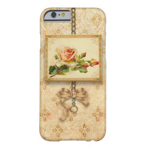 Vintage Rose on Damask Barely There iPhone 6 Case