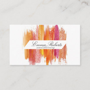 Vintage rose orange clipart, brush strokes business card