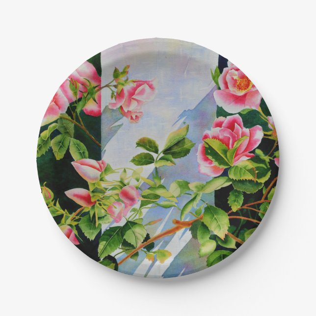 Vintage Rose Paper Plates (Front)