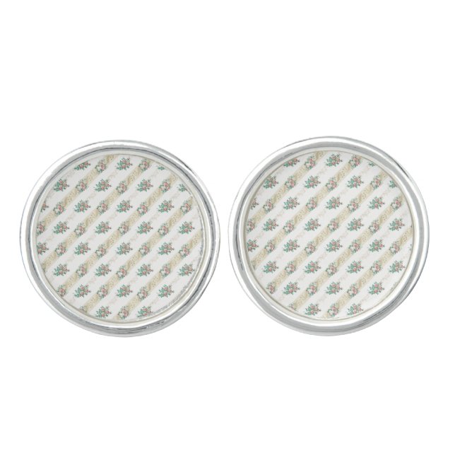 Vintage Rose Pattern - Cufflinks (Front)