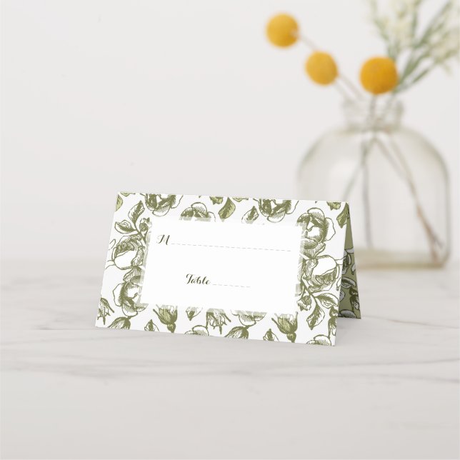 Vintage Rose Pattern in Golds Custom Place Cards (Front)