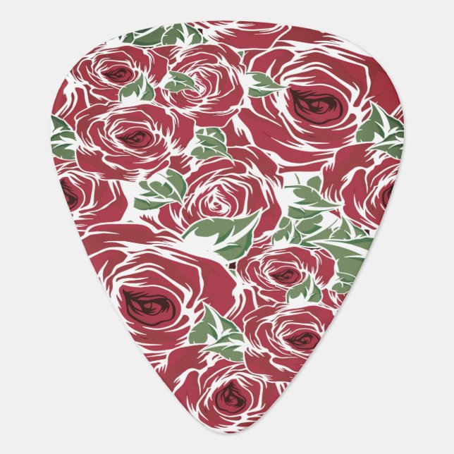 Vintage Rose Pattern Romantic Floral Guitar Pick (Front)