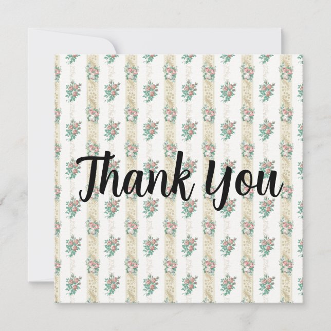 Vintage Rose Pattern Thank You Card (Front)