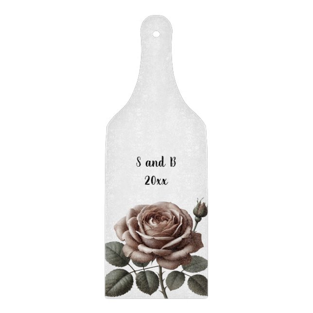 Vintage Rose Personalized  Cutting Board (Front)