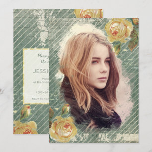 Vintage Rose Photo Template Elegant Birthday Party