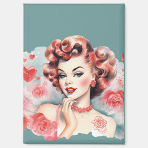 Vintage Rose Pin-Up Magnet – Ruby Rose | Romantic 