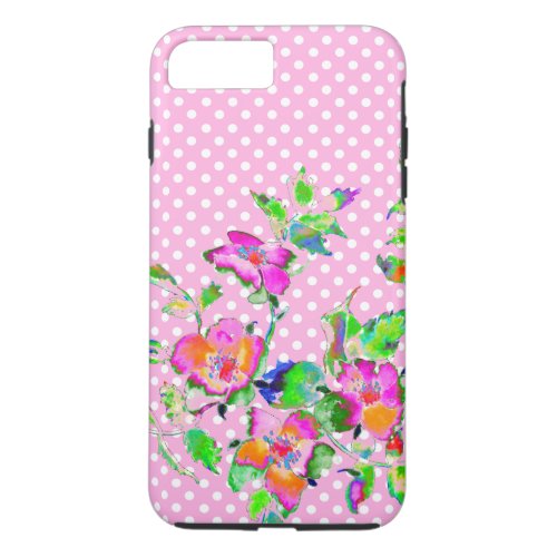 Vintage Rose _ pink and white polka dots iPhone 8 Plus7 Plus Case