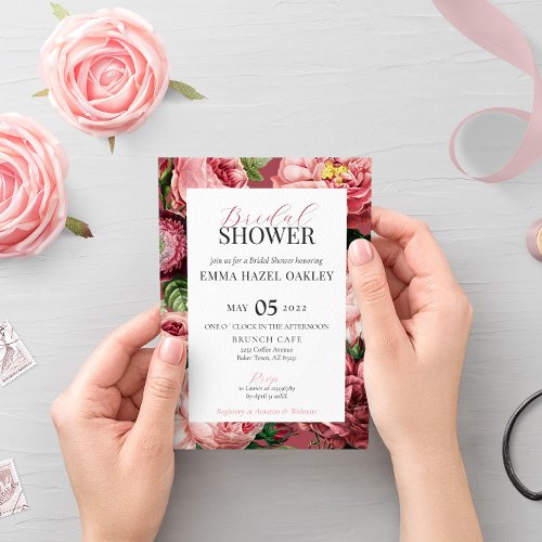 Vintage Rose pink blush classic Bridal Shower Invitation