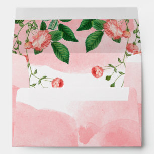 Vintage Rose Pink Floral 5x7 Wedding Invitation Envelope