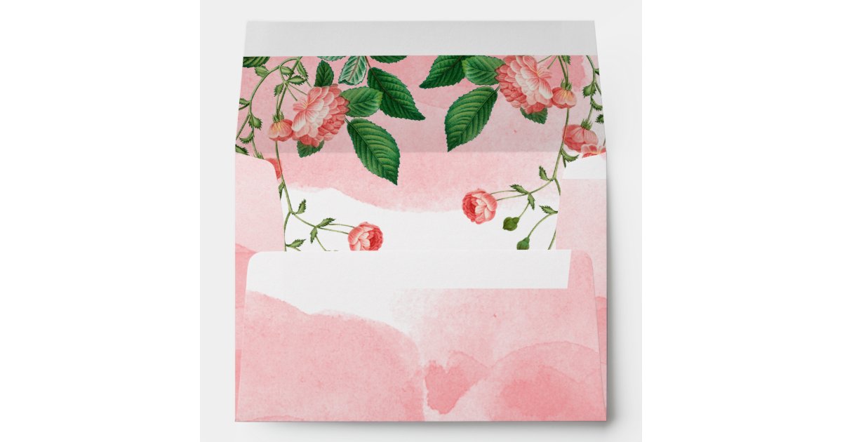 Vintage Rose Pink Floral 5x7 Wedding Invitation Envelope Zazzle