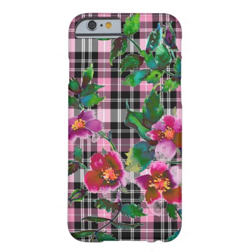 Vintage Rose _ pink plaid Barely There iPhone 6 Case