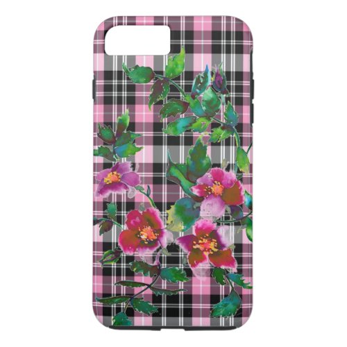 Vintage Rose _ pink plaid iPhone 8 Plus7 Plus Case