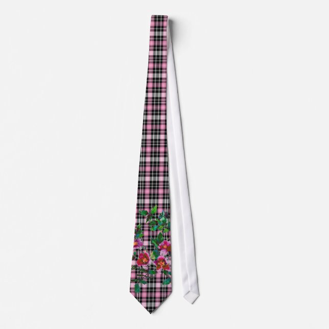 Vintage Rose - pink plaid Tie (Front)