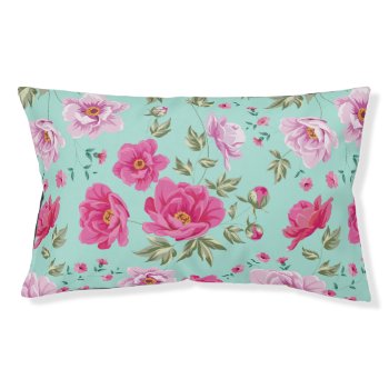 Vintage Rose Pink Teal Spring Floral Pattern Pet Bed by AllAboutPattern at Zazzle