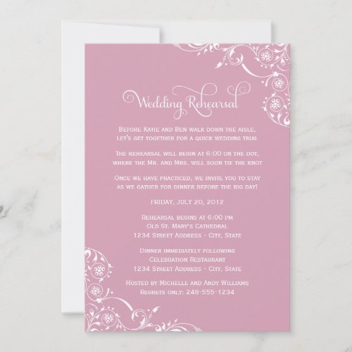 Wedding Rehearsal and Dinner Invitations | Pink
