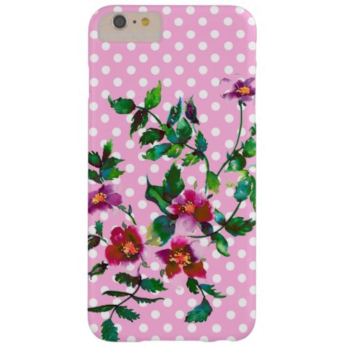 Vintage Rose _ pinkwhite polka_dots Barely There iPhone 6 Plus Case