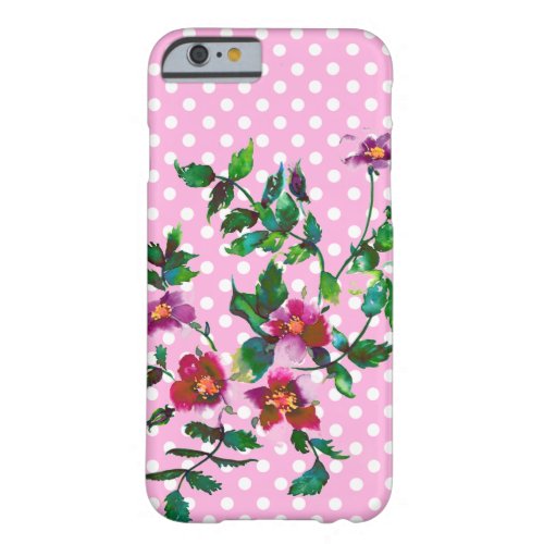 Vintage Rose _ pinkwhite polka_dots Barely There iPhone 6 Case