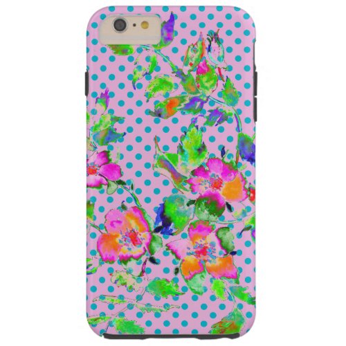 Vintage Rose _ purpleblue polka_dots Tough iPhone 6 Plus Case