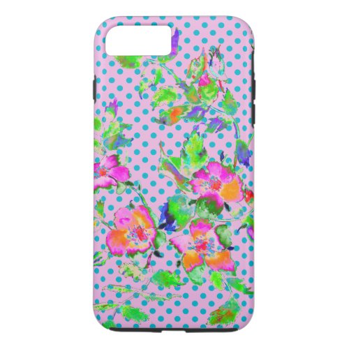 Vintage Rose _ purpleblue polka_dots iPhone 8 Plus7 Plus Case