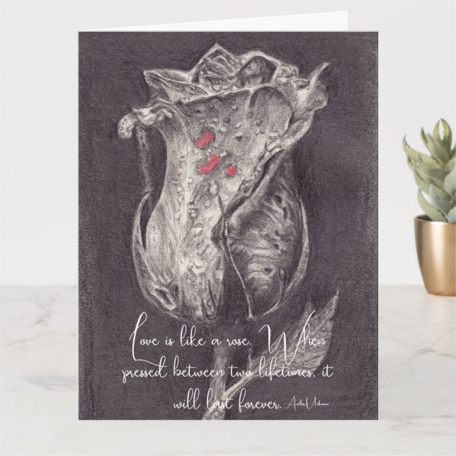 Vintage Rose Quote Valentine Holiday Card (Small Plant)