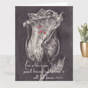 Vintage Rose Quote Valentine Holiday Card
