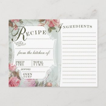 Vintage Rose Recipe Cards by GeeklingBooks at Zazzle