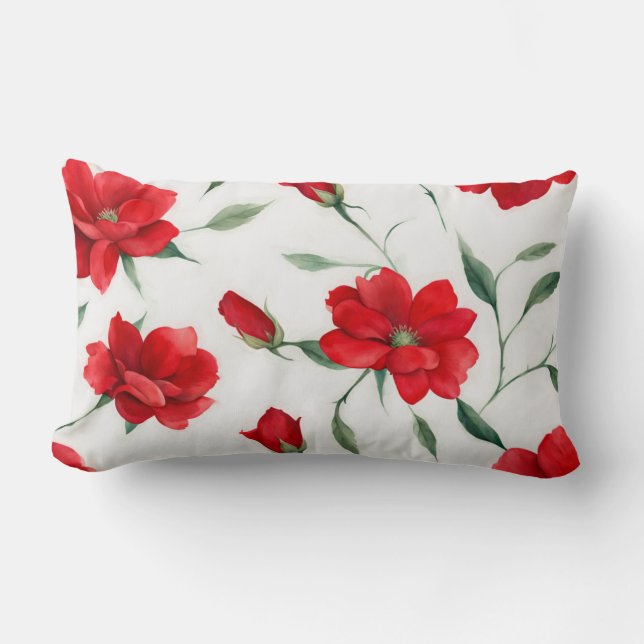 Vintage Rose Red Flower Pattern Pillow (Front)