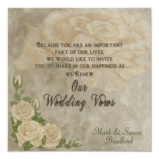 Vintage Rose Renewal Wedding Vows - Invitation | Zazzle.com