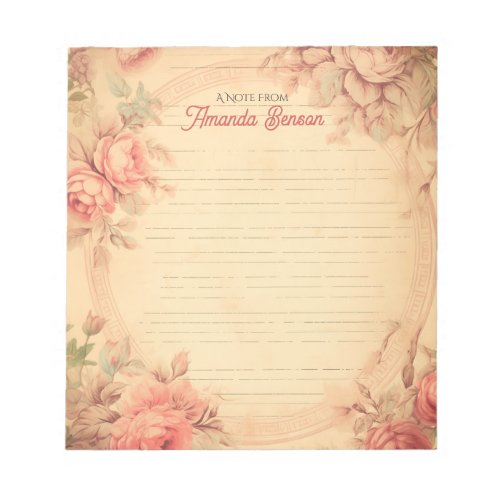 Vintage Rose Romantic Antique Notepad