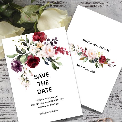 Vintage Rose Save The Date Announcement