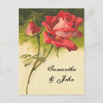 Vintage Rose Save The Date Announcement Postcard by itsyourwedding at Zazzle