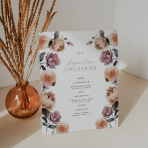 Vintage Rose Signature Cocktail Wedding Table Pedestal Sign