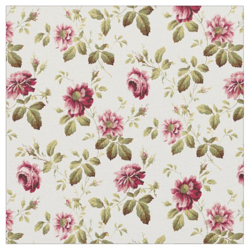 Vintage Rose Sprays With Foliage Pattern Fabric