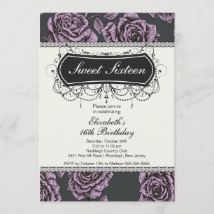 Vintage Rose Sweet Sixteen Birthday Invitation