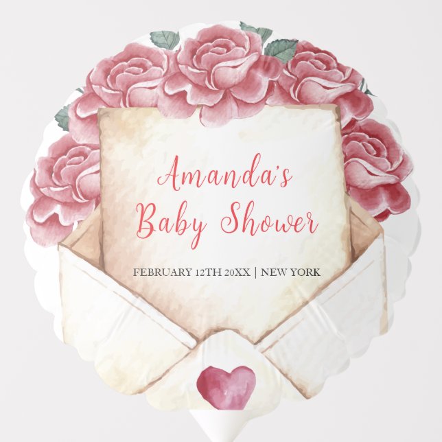 Vintage Rose Sweetheart Letter Baby Shower  Balloon (Front)