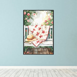 Vintage Rose Swing with Quilt Charm Canvas Print
