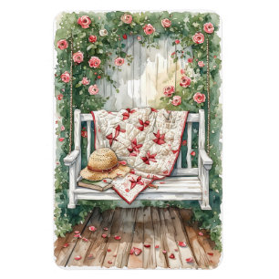 Vintage Rose Swing with Quilt Charm Magnet