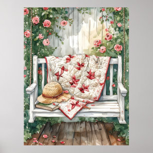 Vintage Rose Swing with Quilt Charm Poster