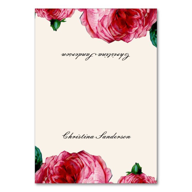 Vintage Rose Table Name Cards (Front)