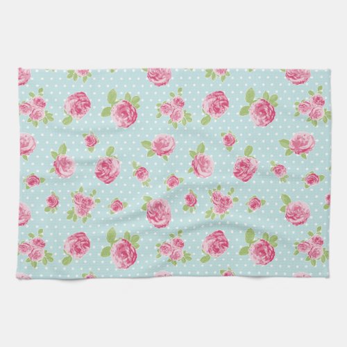 Vintage Rose Tea Towel Floral Shabby Chic