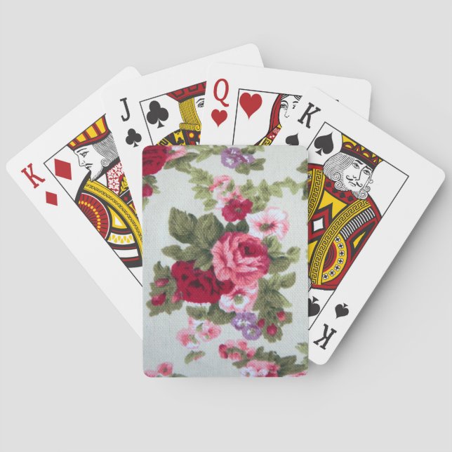 Vintage rose textile print poker cards (Back)