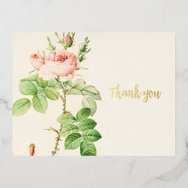 Vintage Rose Thank You Card (Front)