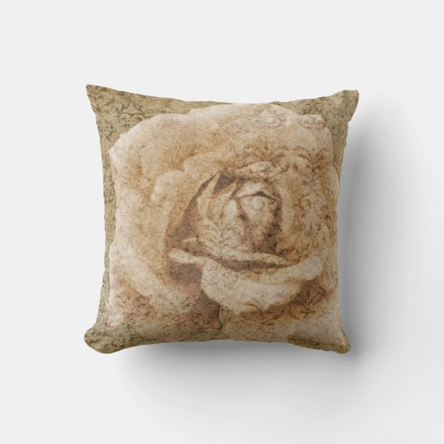 Vintage rose throw pillow (Front)