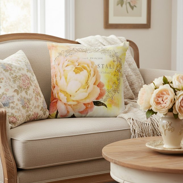 Vintage rose throw pillow (Creator Uploaded)