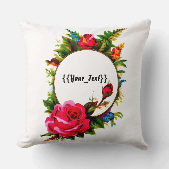 Vintage Rose Throw Pillow (Front)