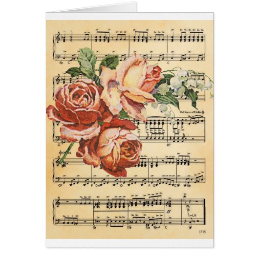 Vintage Rose Trio & Music Cards (Front)
